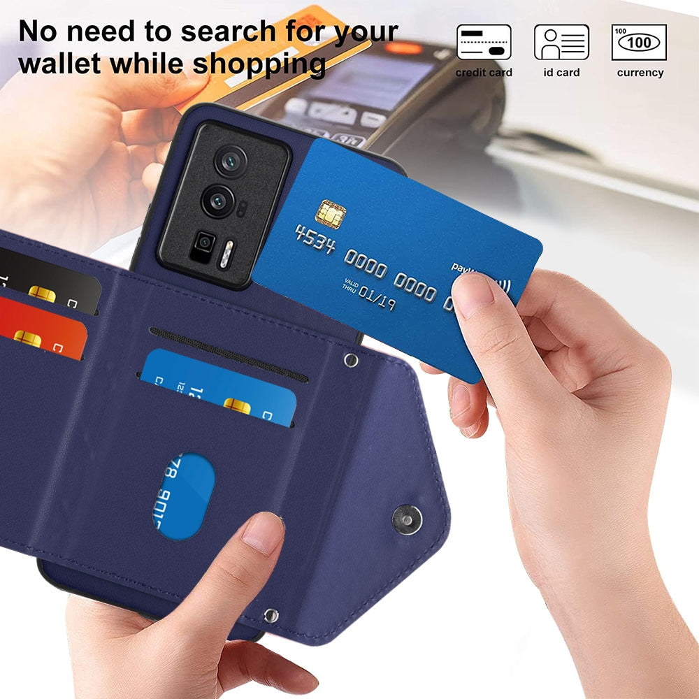 Xiaomi Redmi K60 Leather Case with Card Holder & RFID Protection, Long Lanyard Included