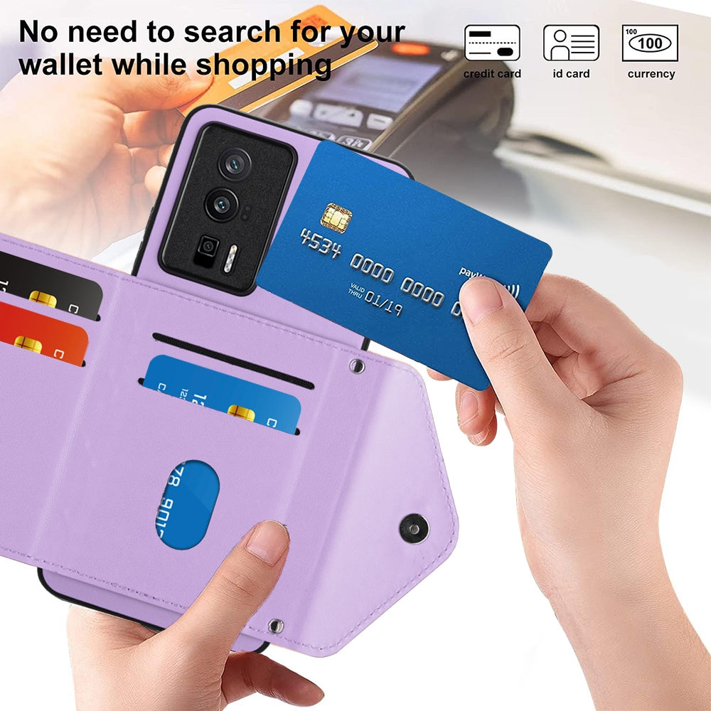 Xiaomi Redmi K60 Leather Case with Card Holder & RFID Protection, Long Lanyard Included