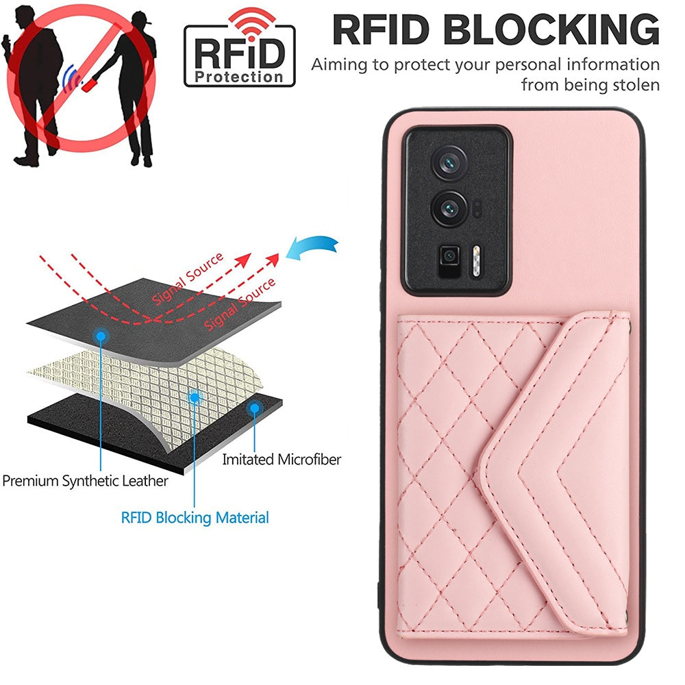 Xiaomi Redmi K60 Pro Leather Case with Card Holder & RFID Protection, Long Lanyard Included