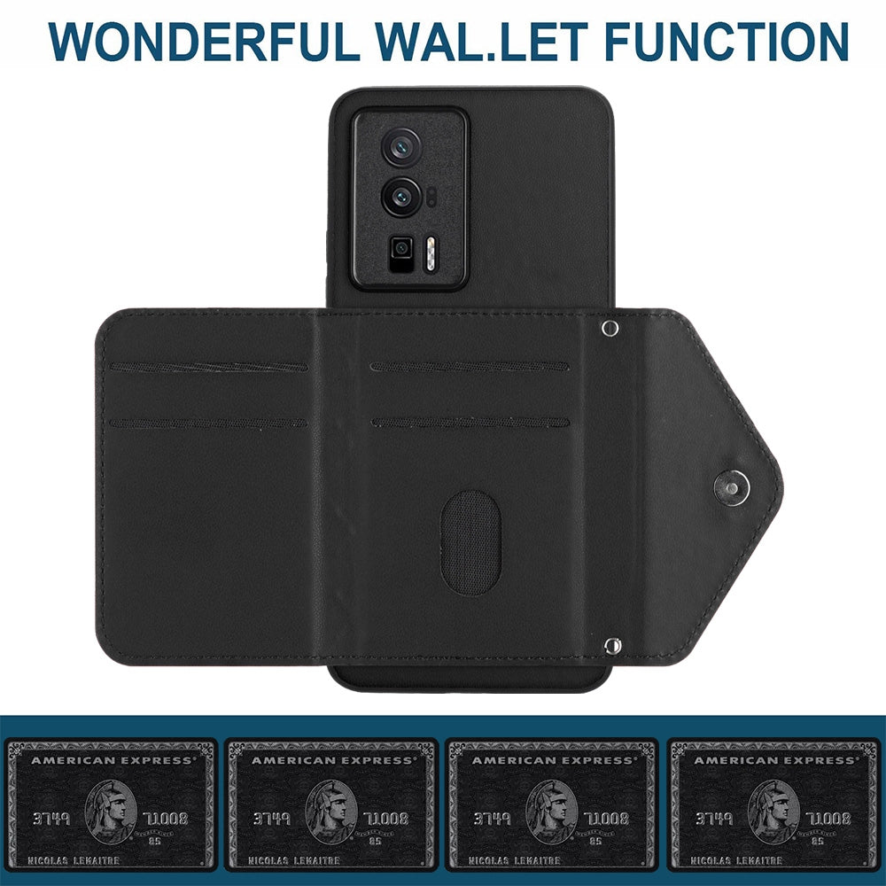 Xiaomi Redmi K60 Pro Leather Case with Card Holder & RFID Protection, Long Lanyard Included