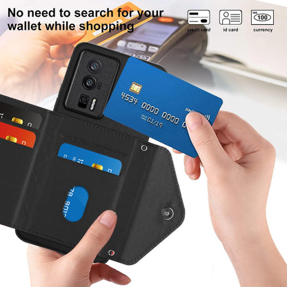Xiaomi Redmi K60 Pro Leather Case with Card Holder & RFID Protection, Long Lanyard Included