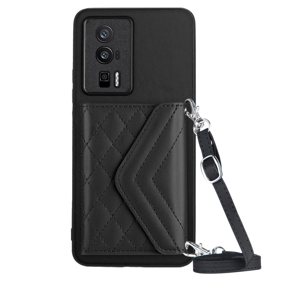 Xiaomi Redmi K60 Pro Leather Case with Card Holder & RFID Protection, Long Lanyard Included