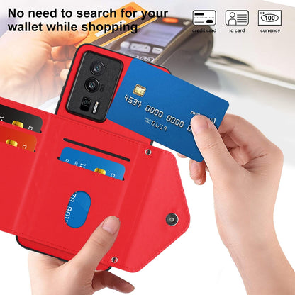 Xiaomi Redmi K60 Pro Leather Case with Card Holder & RFID Protection, Long Lanyard Included