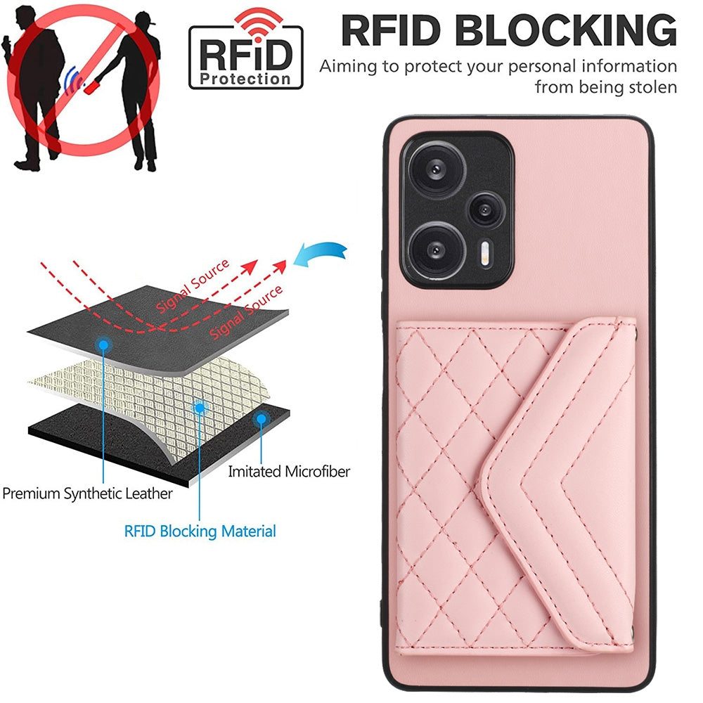 Xiaomi Redmi Note 12 Turbo Leather Case with Card Holder & RFID Protection, Long Lanyard Included