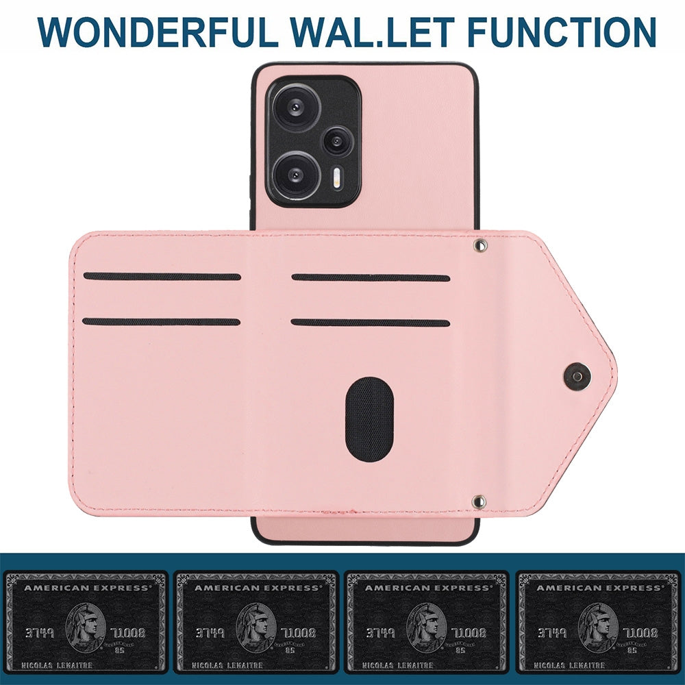 Xiaomi Redmi Note 12 Turbo Leather Case with Card Holder & RFID Protection, Long Lanyard Included