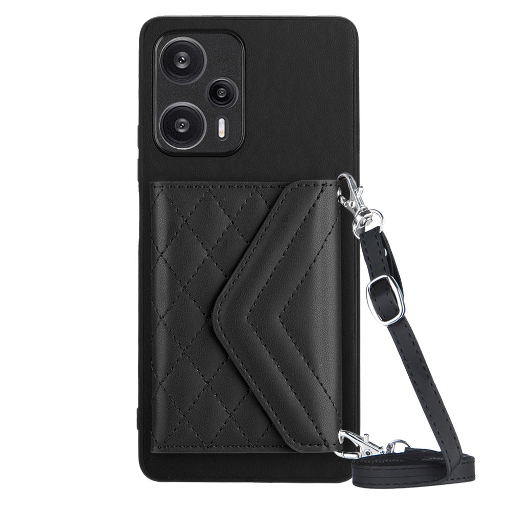 Xiaomi Redmi Note 12 Turbo Leather Case with Card Holder & RFID Protection, Long Lanyard Included