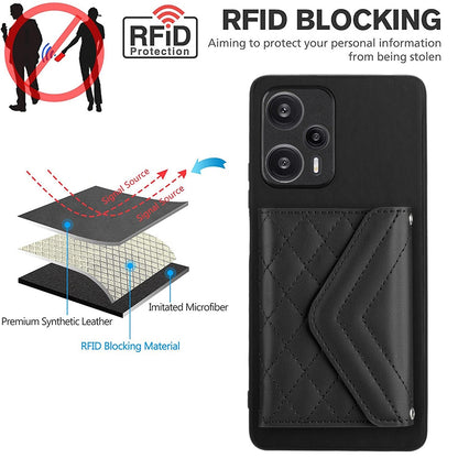 Xiaomi Redmi Note 12 Turbo Leather Case with Card Holder & RFID Protection, Long Lanyard Included