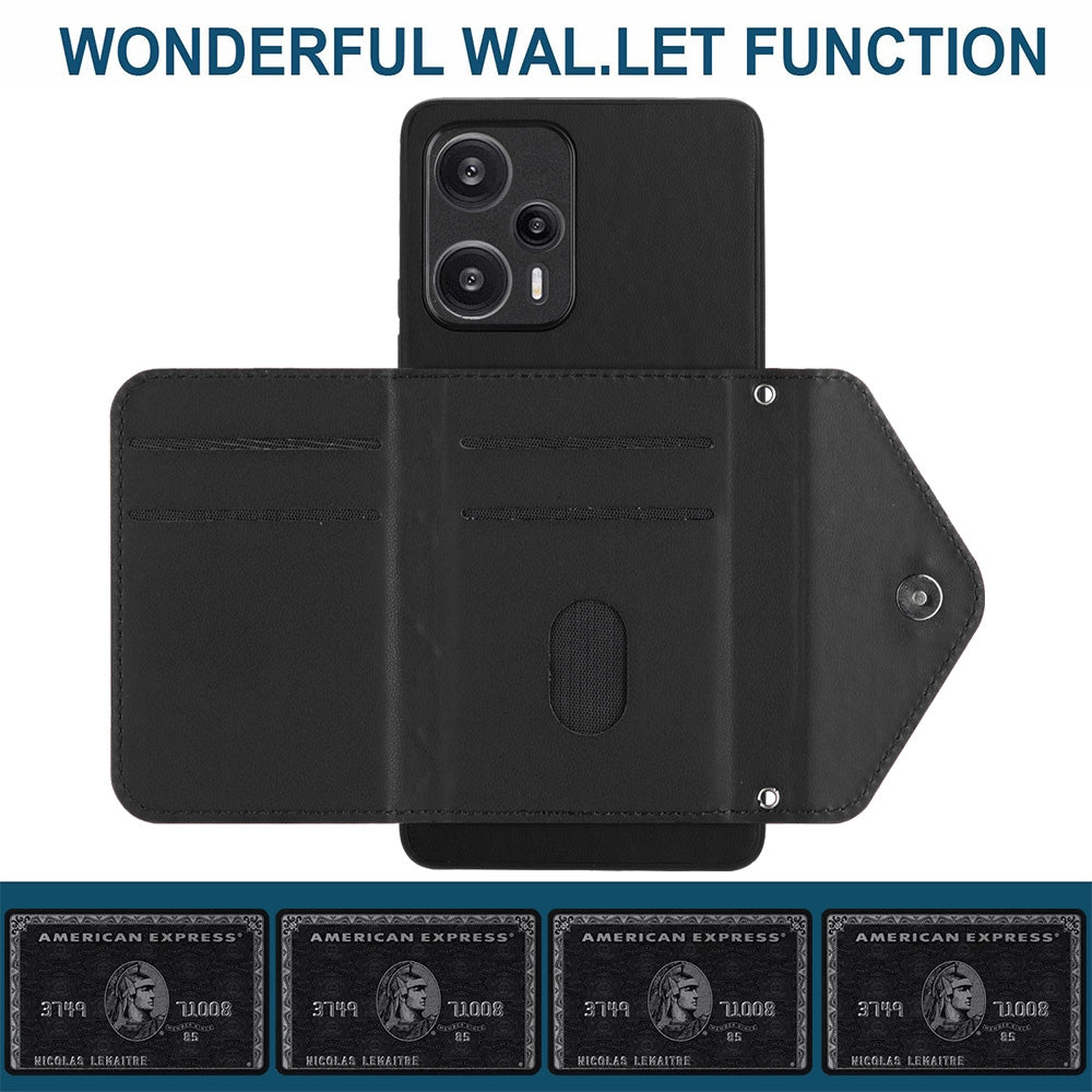 Xiaomi Redmi Note 12 Turbo Leather Case with Card Holder & RFID Protection, Long Lanyard Included