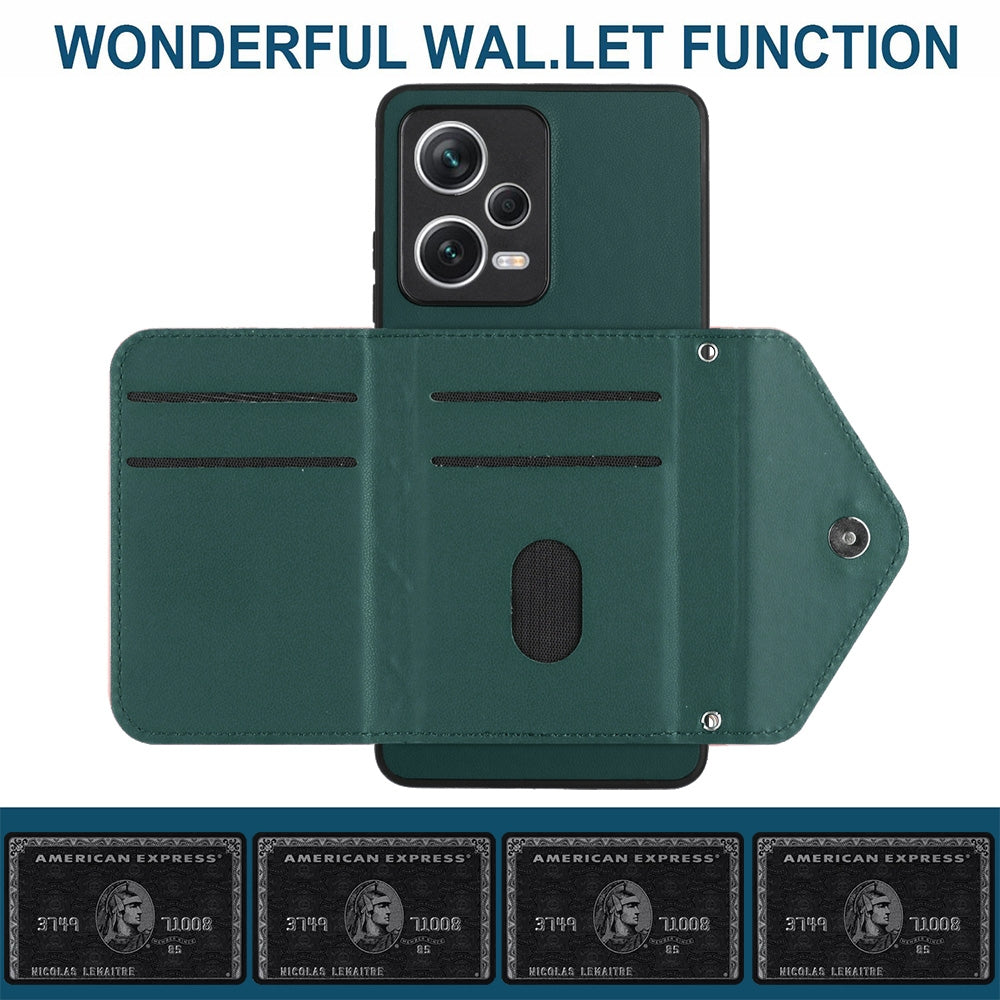 Xiaomi Redmi Note 12 5G Leather Case with Card Holder & RFID Protection, Long Lanyard Included