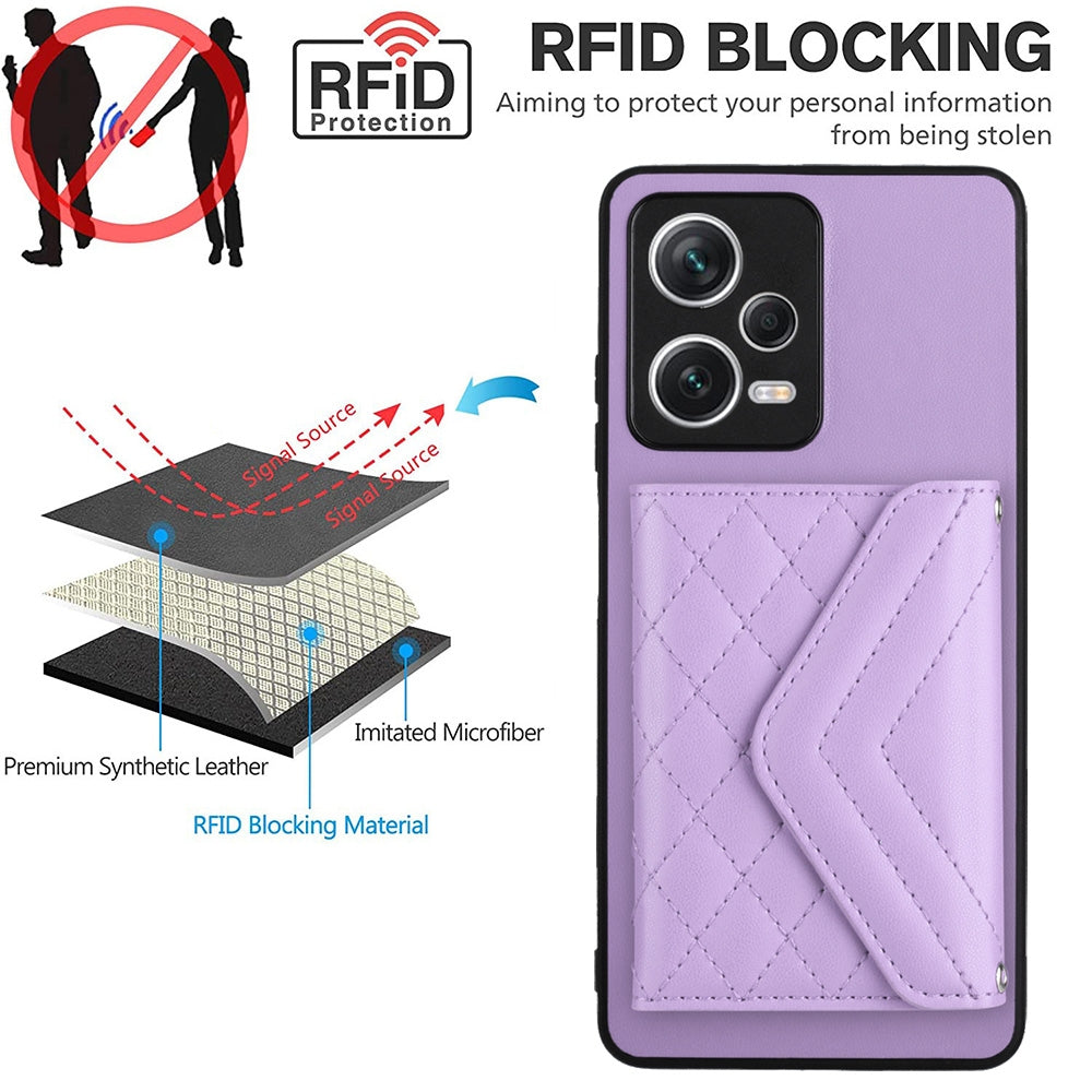Xiaomi Redmi Note 12 5G Leather Case with Card Holder & RFID Protection, Long Lanyard Included