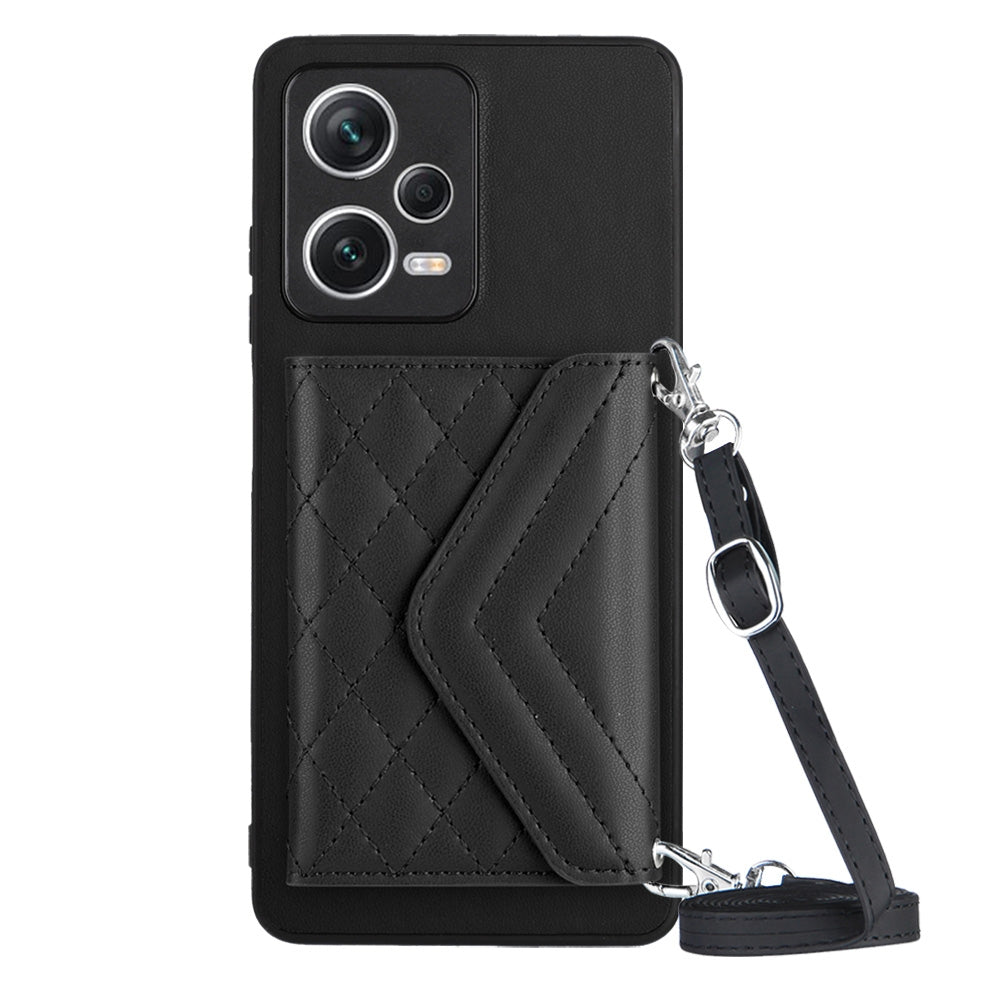 Xiaomi Redmi Note 12 5G Leather Case with Card Holder & RFID Protection, Long Lanyard Included