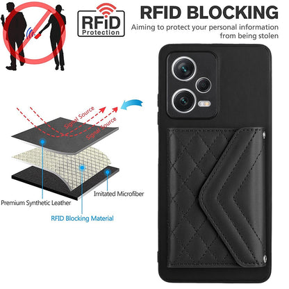 Xiaomi Redmi Note 12 5G Leather Case with Card Holder & RFID Protection, Long Lanyard Included