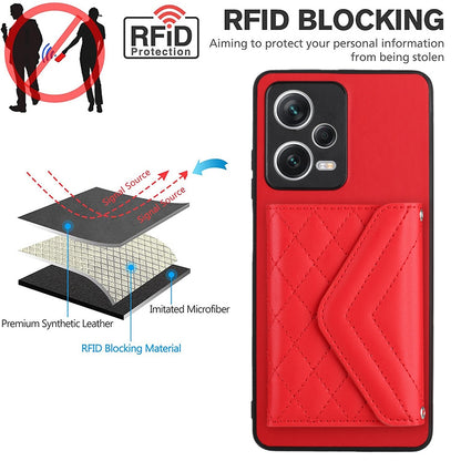 Xiaomi Redmi Note 12 5G Leather Case with Card Holder & RFID Protection, Long Lanyard Included