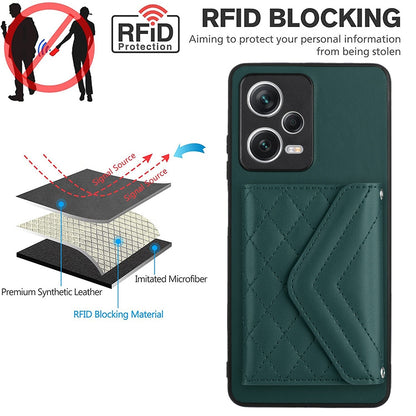Xiaomi Redmi Note 12 Pro 5G Leather Case with Card Holder & RFID Protection, Long Lanyard Included