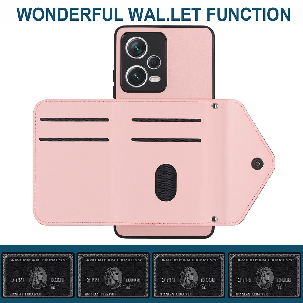 Xiaomi Redmi Note 12 Pro 5G Leather Case with Card Holder & RFID Protection, Long Lanyard Included