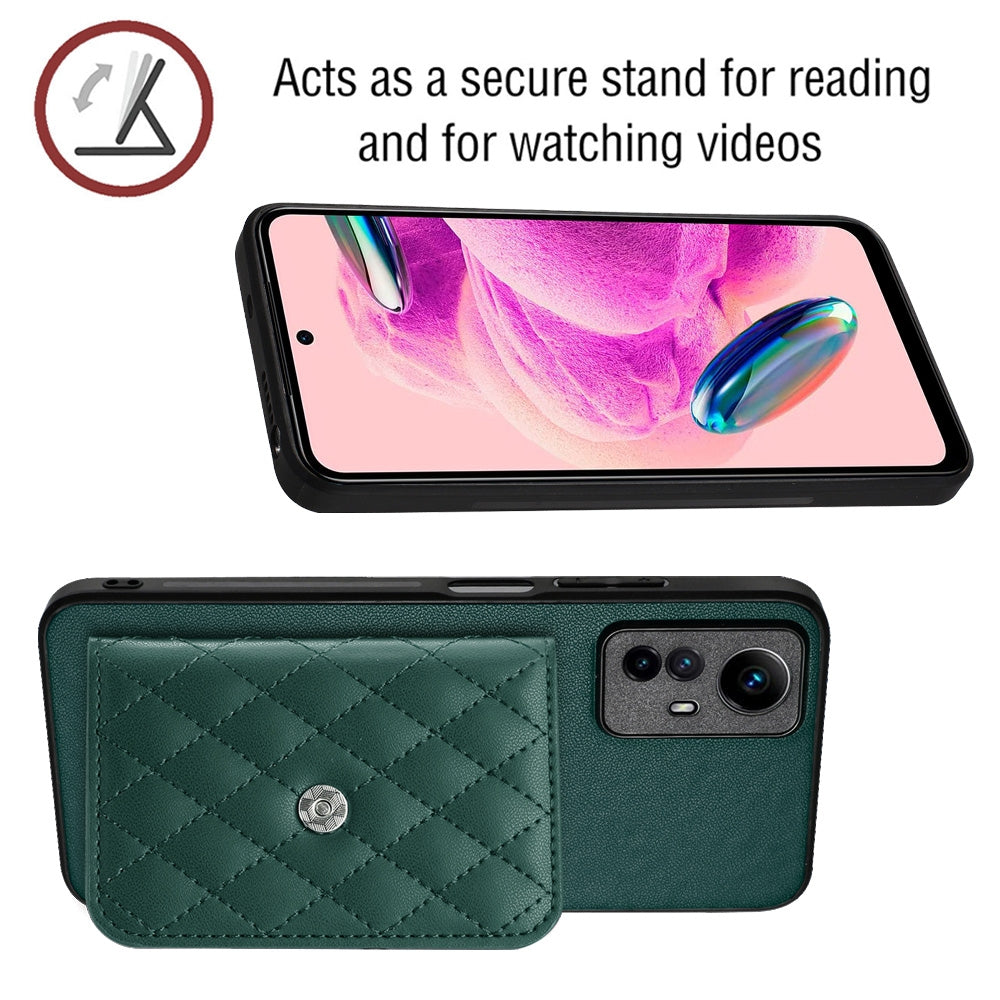 Xiaomi Redmi Note 12S 4G Leather Case with Card Holder & RFID Protection, Long Lanyard Included