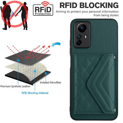 Xiaomi Redmi Note 12S 4G Leather Case with Card Holder & RFID Protection, Long Lanyard Included