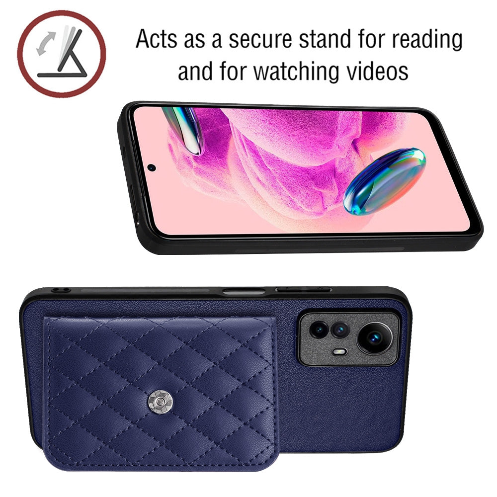 Xiaomi Redmi Note 12S 4G Leather Case with Card Holder & RFID Protection, Long Lanyard Included