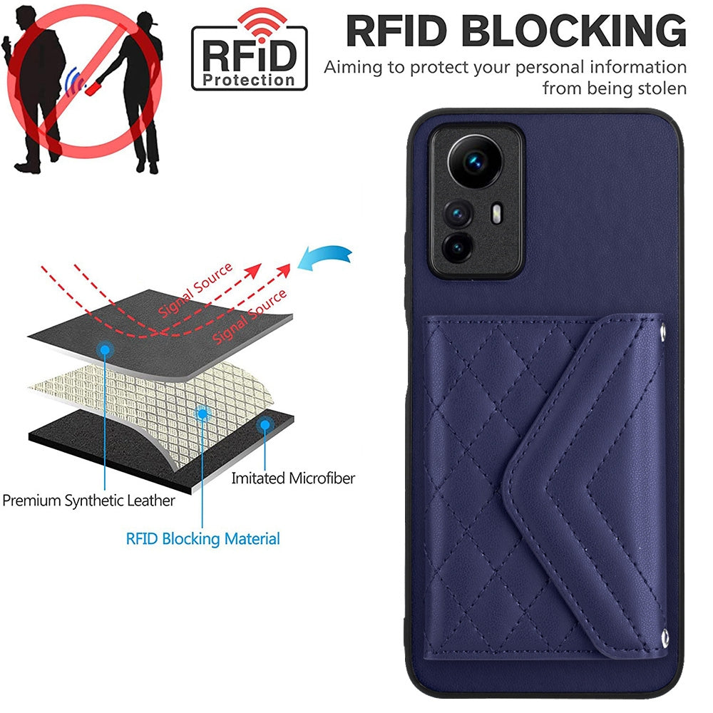 Xiaomi Redmi Note 12S 4G Leather Case with Card Holder & RFID Protection, Long Lanyard Included