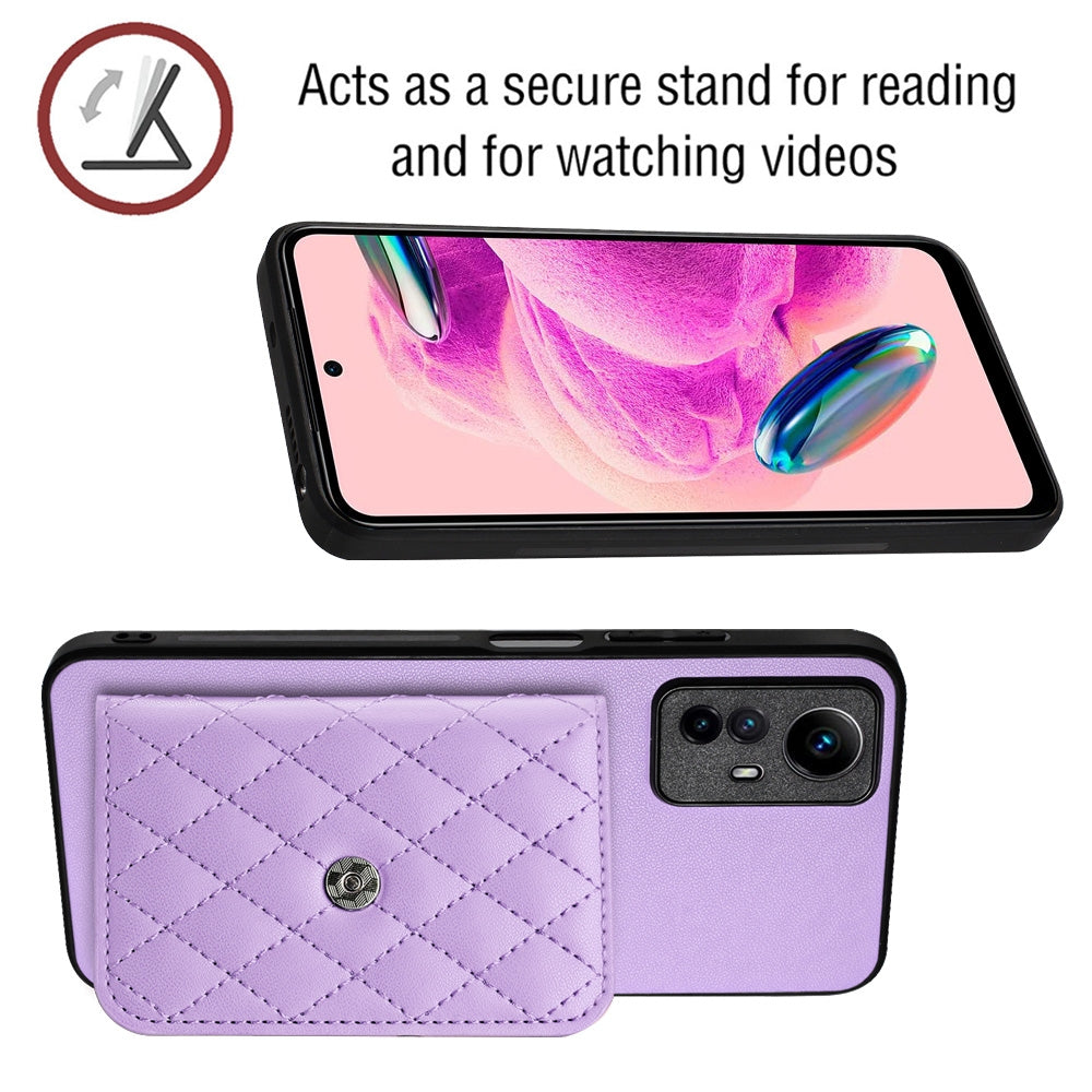 Xiaomi Redmi Note 12S 4G Leather Case with Card Holder & RFID Protection, Long Lanyard Included