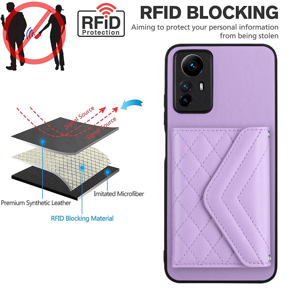 Xiaomi Redmi Note 12S 4G Leather Case with Card Holder & RFID Protection, Long Lanyard Included