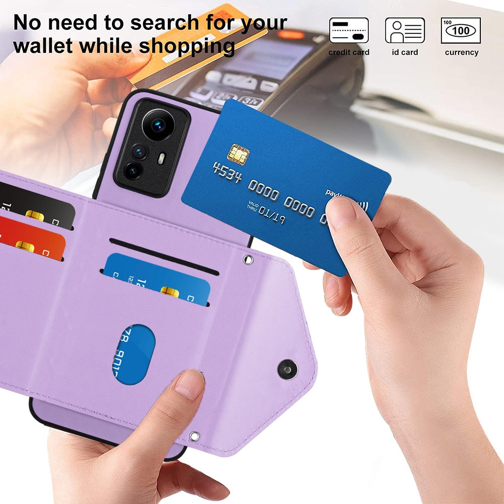 Xiaomi Redmi Note 12S 4G Leather Case with Card Holder & RFID Protection, Long Lanyard Included