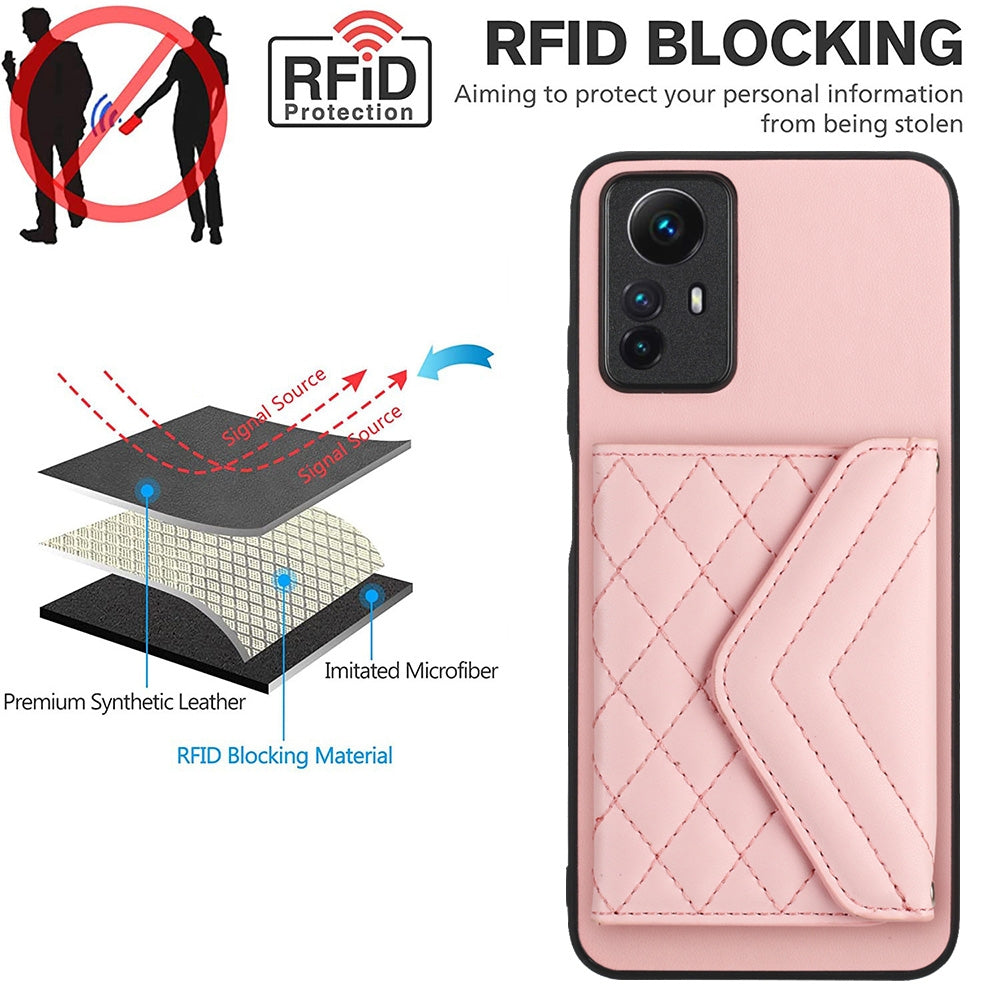 Xiaomi Redmi Note 12S 4G Leather Case with Card Holder & RFID Protection, Long Lanyard Included