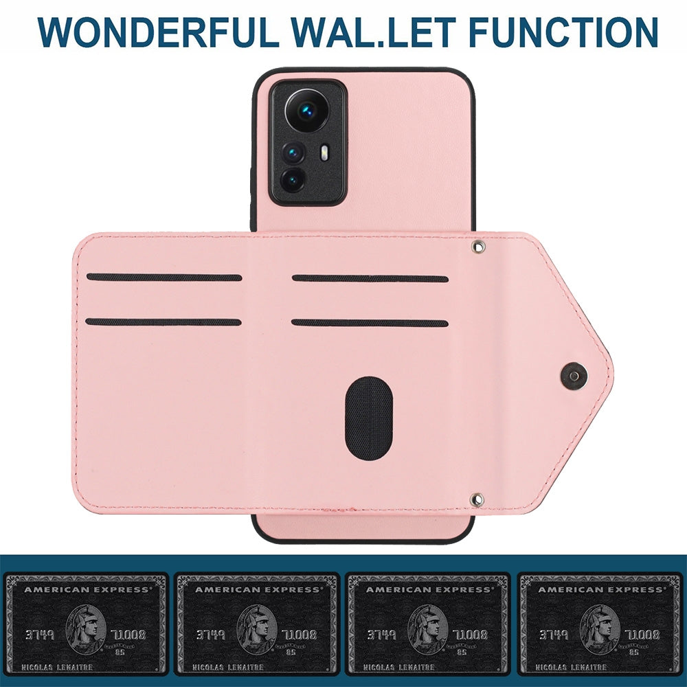 Xiaomi Redmi Note 12S 4G Leather Case with Card Holder & RFID Protection, Long Lanyard Included