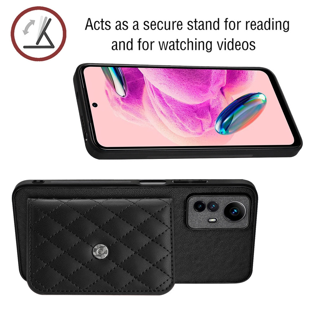 Xiaomi Redmi Note 12S 4G Leather Case with Card Holder & RFID Protection, Long Lanyard Included