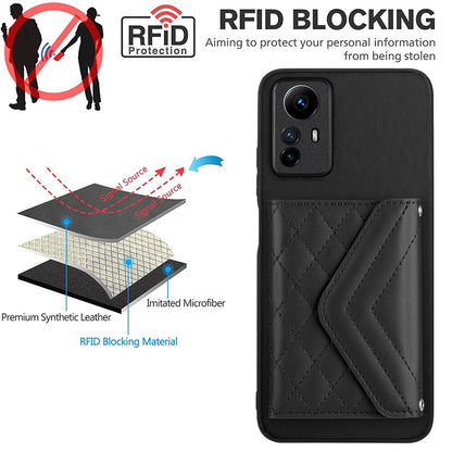 Xiaomi Redmi Note 12S 4G Leather Case with Card Holder & RFID Protection, Long Lanyard Included