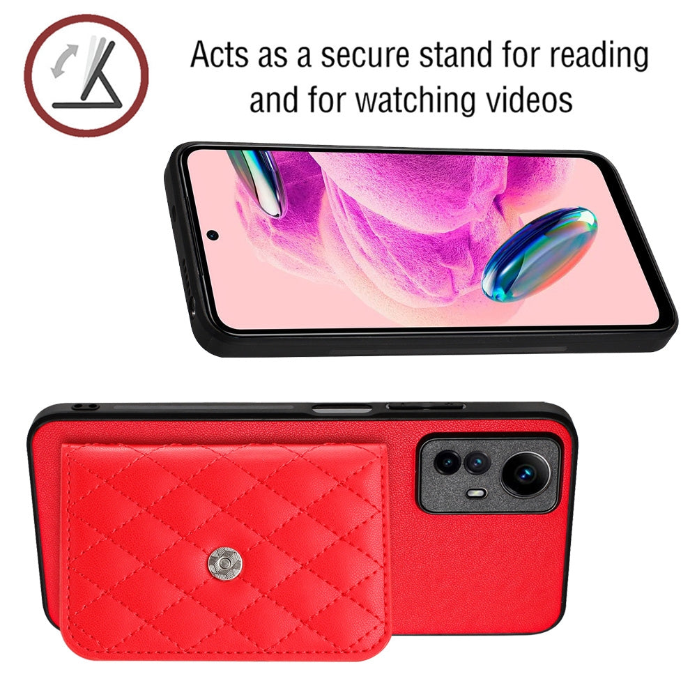 Xiaomi Redmi Note 12S 4G Leather Case with Card Holder & RFID Protection, Long Lanyard Included