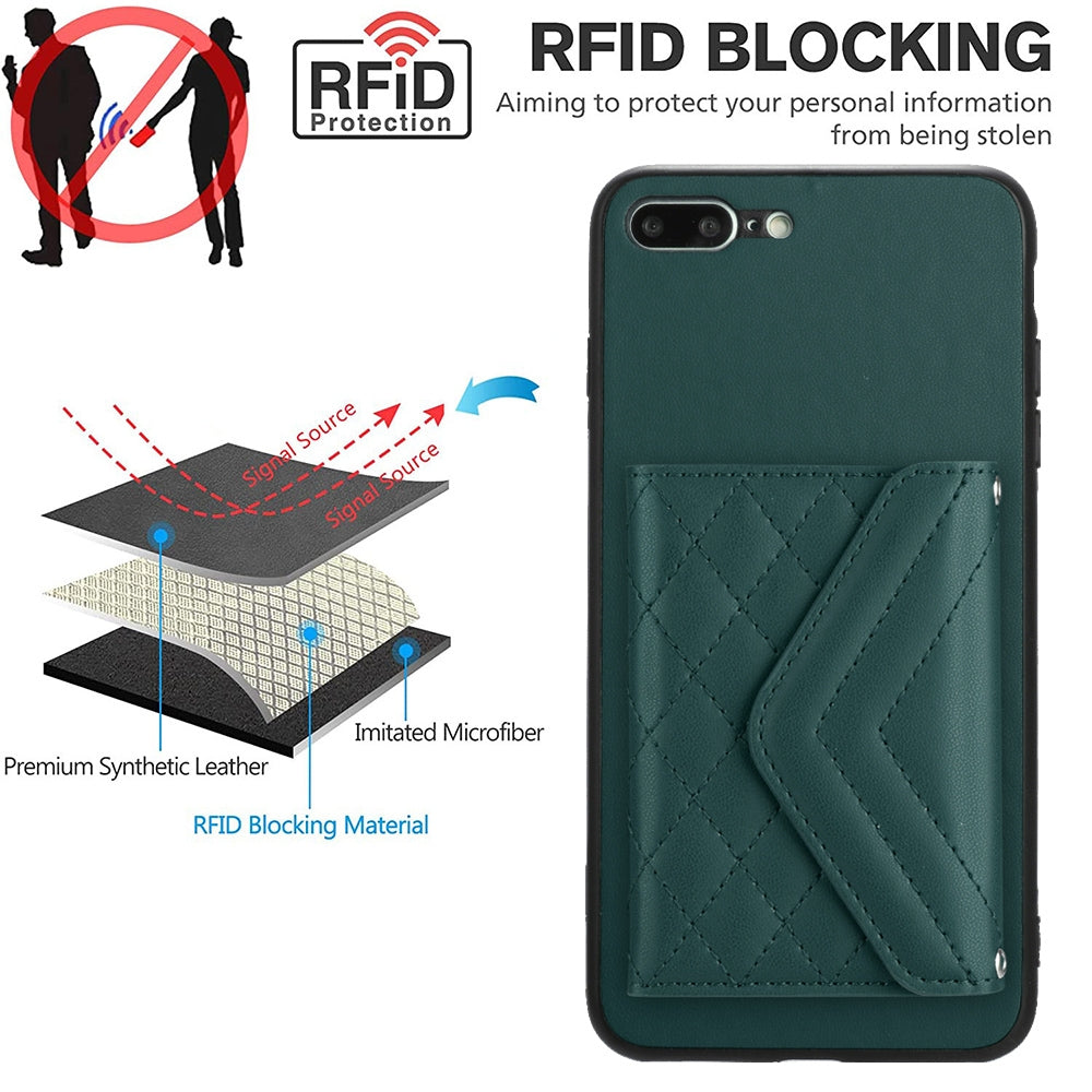 iPhone 7 Plus Leather Case with Card Holder & RFID Protection, Long Lanyard Included
