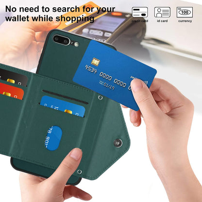 iPhone 8 Plus Leather Case with Card Holder & RFID Protection, Long Lanyard Included