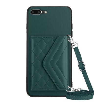 iPhone 8 Plus Leather Case with Card Holder & RFID Protection, Long Lanyard Included