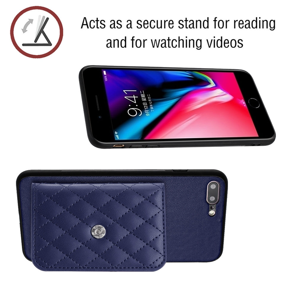 iPhone 8 Plus Leather Case with Card Holder & RFID Protection, Long Lanyard Included