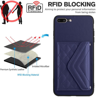 iPhone 8 Plus Leather Case with Card Holder & RFID Protection, Long Lanyard Included