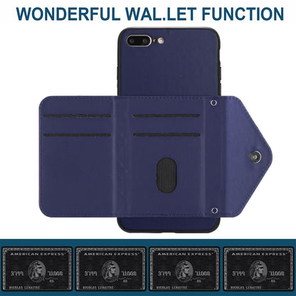 iPhone 7 Plus Leather Case with Card Holder & RFID Protection, Long Lanyard Included