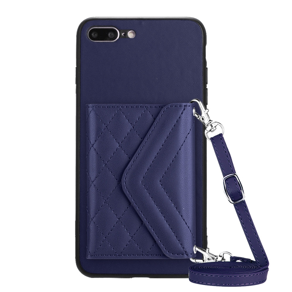 iPhone 8 Plus Leather Case with Card Holder & RFID Protection, Long Lanyard Included