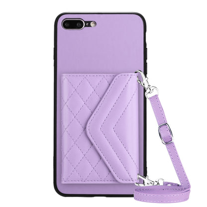 iPhone 8 Plus Leather Case with Card Holder & RFID Protection, Long Lanyard Included