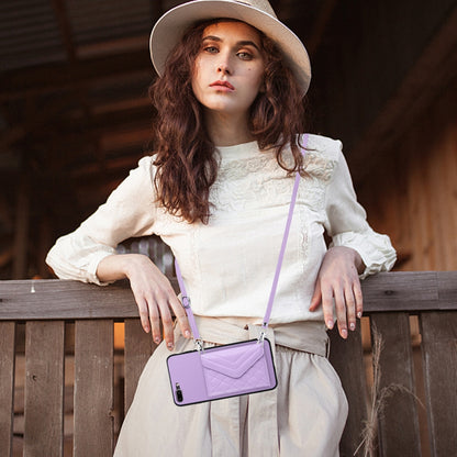 iPhone 7 Plus Leather Case with Card Holder & RFID Protection, Long Lanyard Included