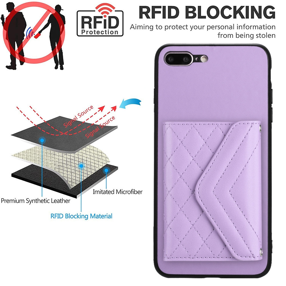 iPhone 7 Plus Leather Case with Card Holder & RFID Protection, Long Lanyard Included