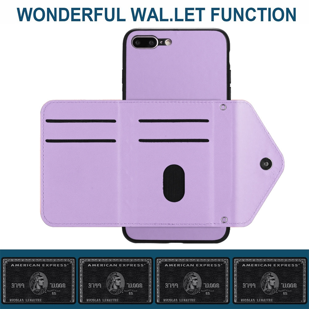 iPhone 7 Plus Leather Case with Card Holder & RFID Protection, Long Lanyard Included