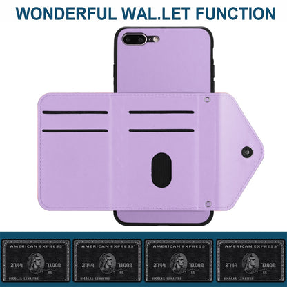 iPhone 7 Plus Leather Case with Card Holder & RFID Protection, Long Lanyard Included