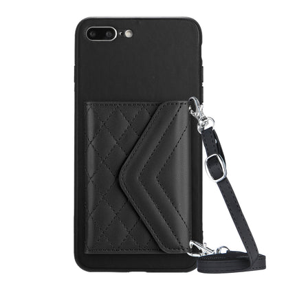 iPhone 7 Plus Leather Case with Card Holder & RFID Protection, Long Lanyard Included