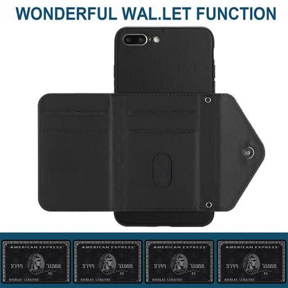 iPhone 7 Plus Leather Case with Card Holder & RFID Protection, Long Lanyard Included