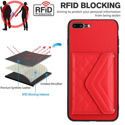 iPhone 7 Plus Leather Case with Card Holder & RFID Protection, Long Lanyard Included