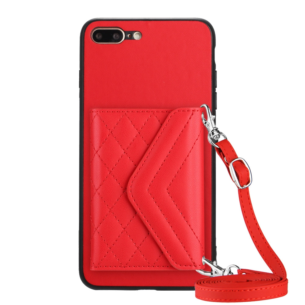 iPhone 8 Plus Leather Case with Card Holder & RFID Protection, Long Lanyard Included
