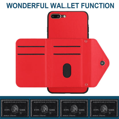 iPhone 7 Plus Leather Case with Card Holder & RFID Protection, Long Lanyard Included