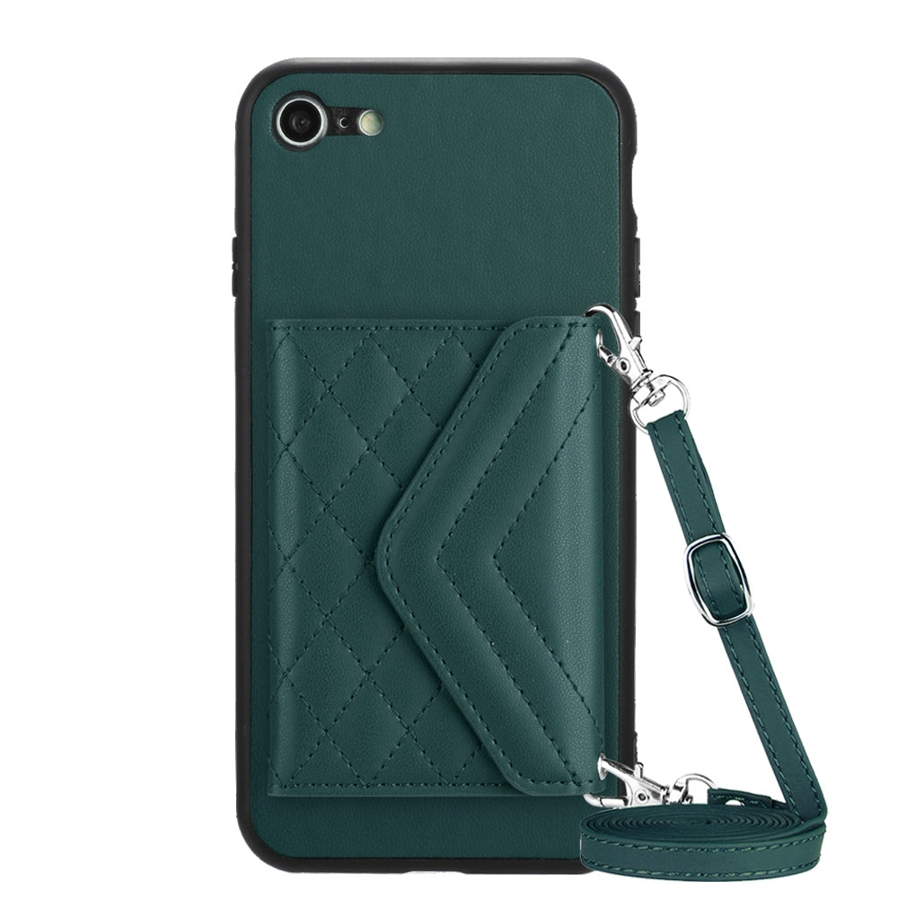 iPhone SE 2022 Leather Case with Card Holder & RFID Protection, Long Lanyard Included
