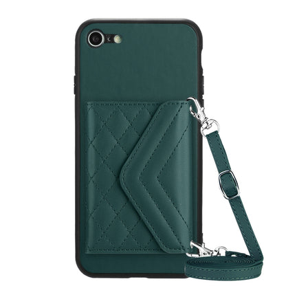 iPhone SE 2022 Leather Case with Card Holder & RFID Protection, Long Lanyard Included